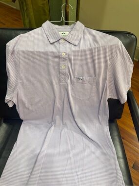 Fish Hippie Men's Lavender Stripe Polo Shirt